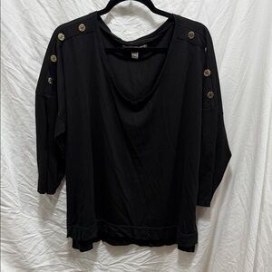 French Laundry Black Blouse with Gold Button Details